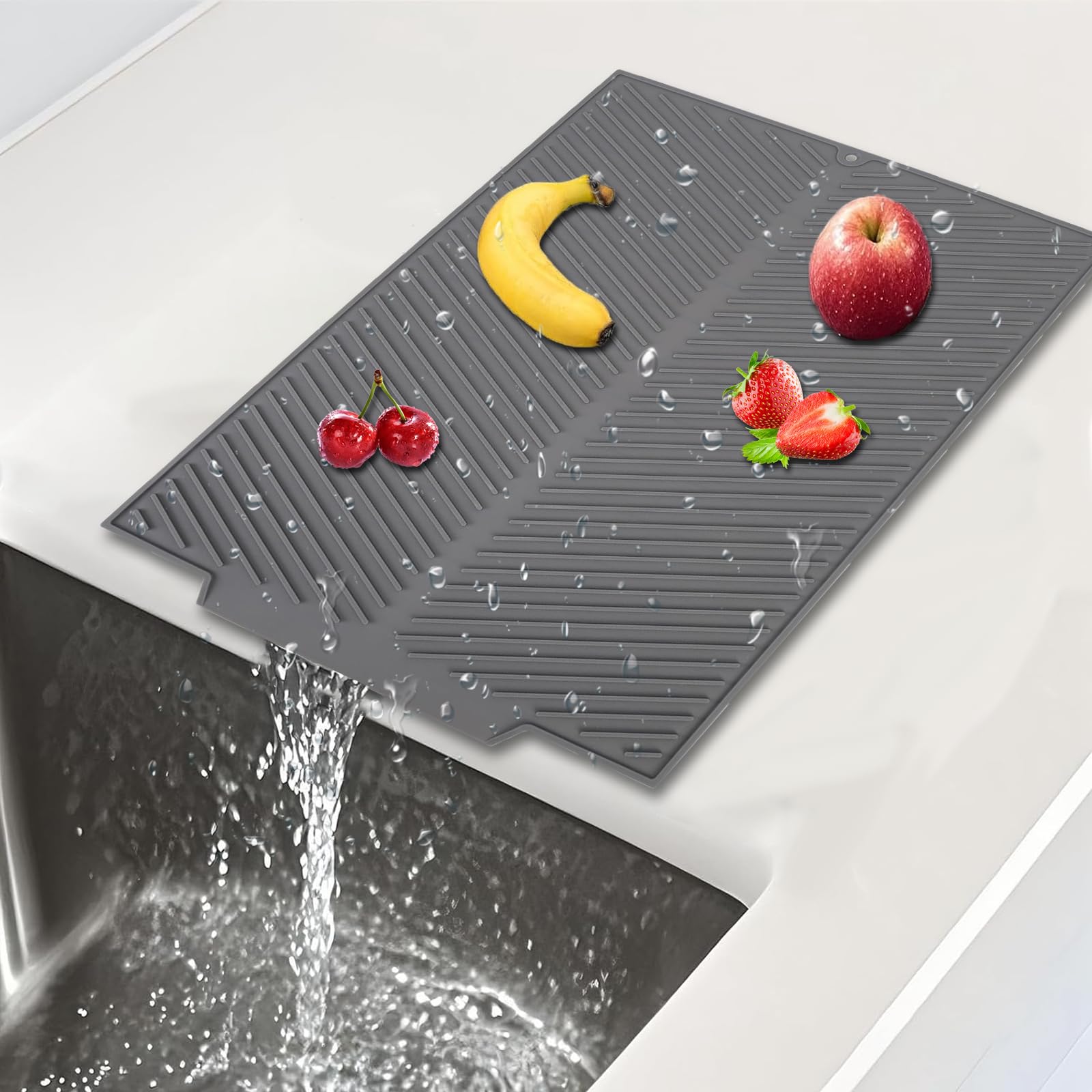 PacuM Silikon Abtropfmatte 34x43cm - Faltbare Geschirrmatte Für Küchenarbeitsplatte