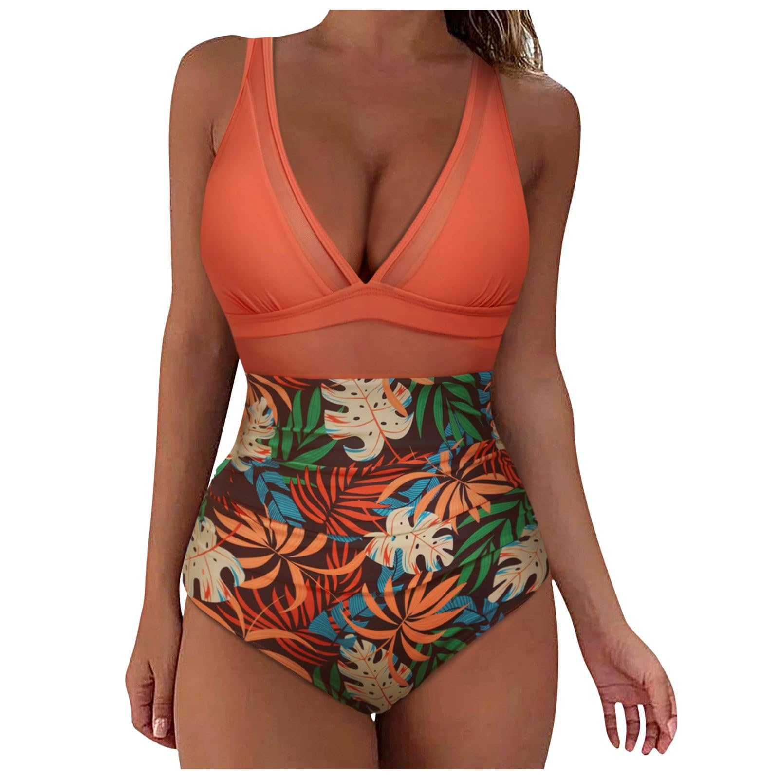 WWricotta Costume da Bagno Donna, Sexy da con Controllo in Rete, Push Up A Vita Alta, Stile Vintage retrò