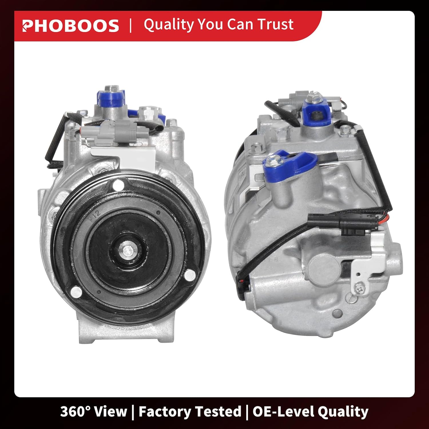 PHOBOOS A/C Compressor with Clutch Compatible with BMW 3-Series 335i X5 435i 535i 640i 740i GT xDrive Gran Coupe X6 M2 M235i Models, Fast Cooling, Low Noise, Easy Installation, Ref. CO-29221C, 198361