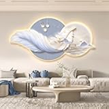 SUZEPER 3D Wall Art Decor, Large Wall Sculpture Painting with Led Light, Creative Landscape Wall Hanging Mural Picture for Entrance Hallway Bedroom Home Decoration(47''x23.6'', B)