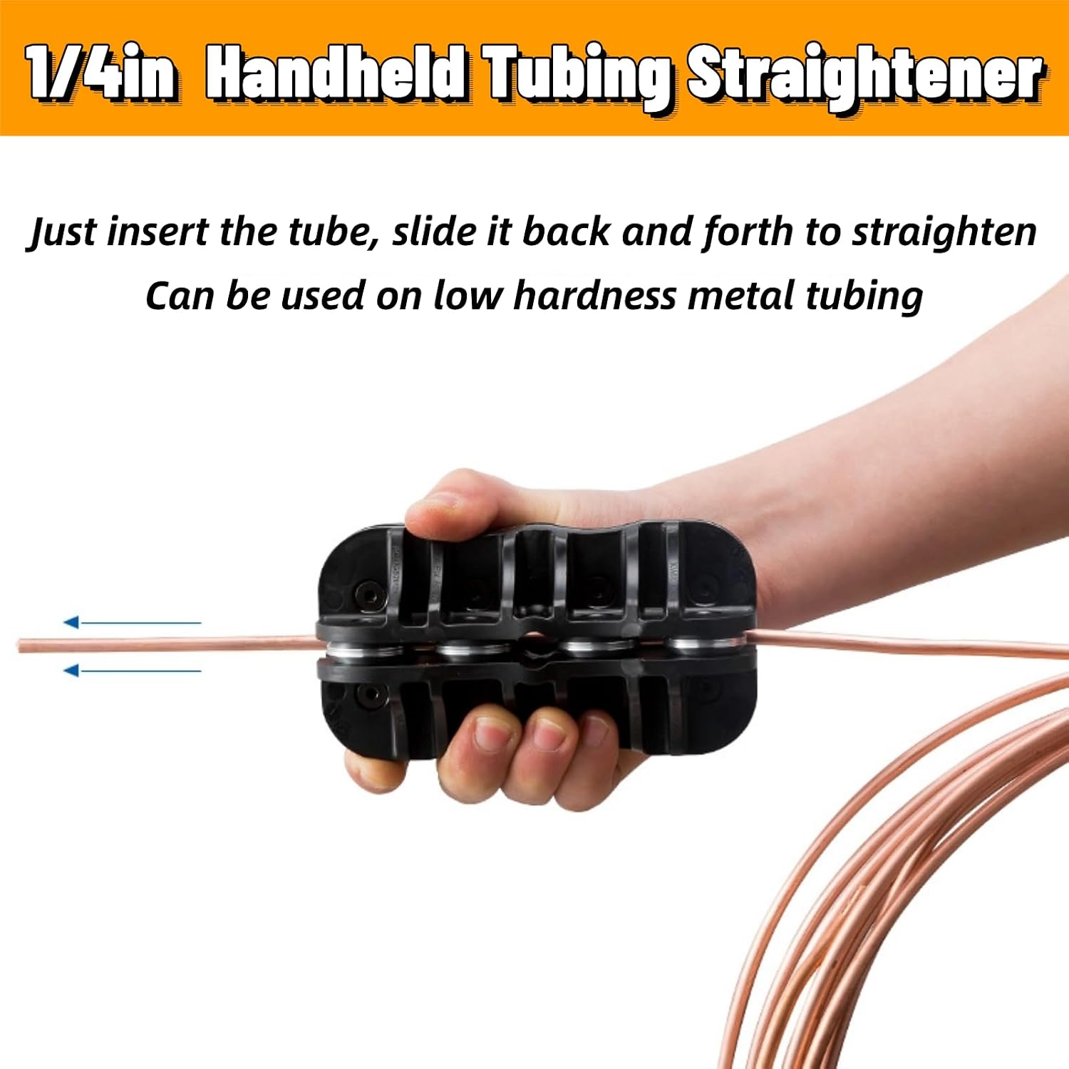 Acouto 1/4in Handheld Tubing Straightener Tool Car Handheld Tube Straightener Metal Black Pipe Straightening Tool Universal for Brake Fuel Line Auto Repair Tool Brake System Parts