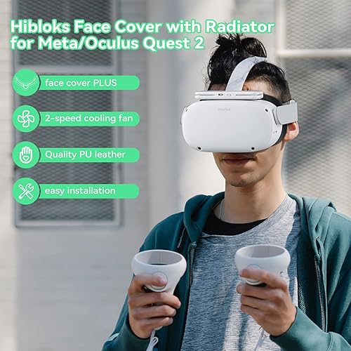Miniatura 6 de HiBloks Cooling Fan Face Cover for MetaOculus Quest 2 Accessories Upgraded Soft PU Leather Face Cover Quest 2 Cooling Fan Active Air Circulation
