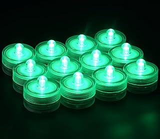 KOABY 12 Pack Green Light Submersible LED Lights, Waterproof Flameless S...