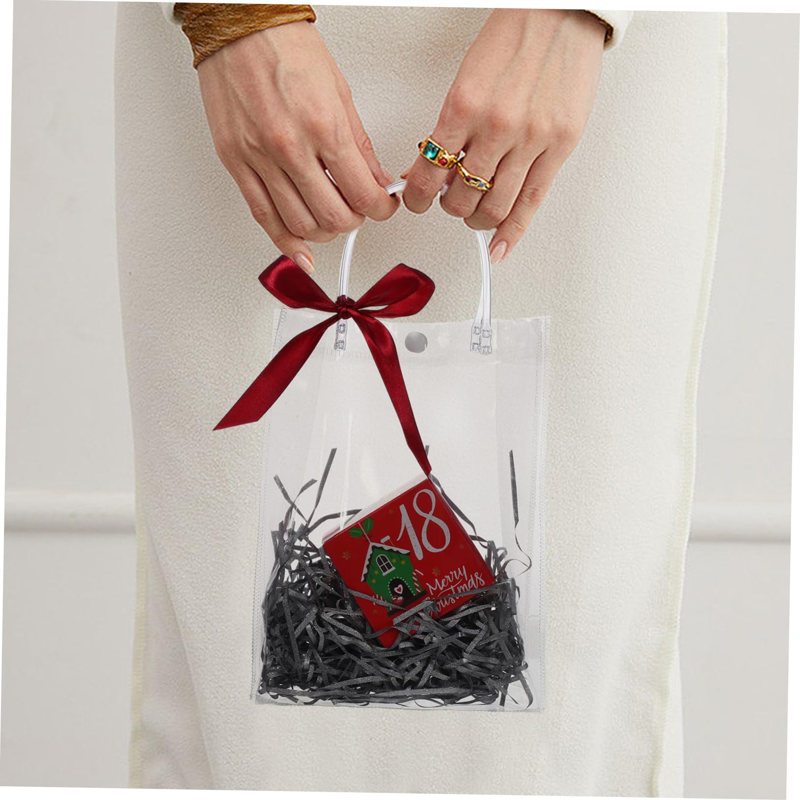 LOORGVEL 20 piezas Bolsas Transparentes Reutilizables con Asa para Fiestas para y Diseño Elegante y