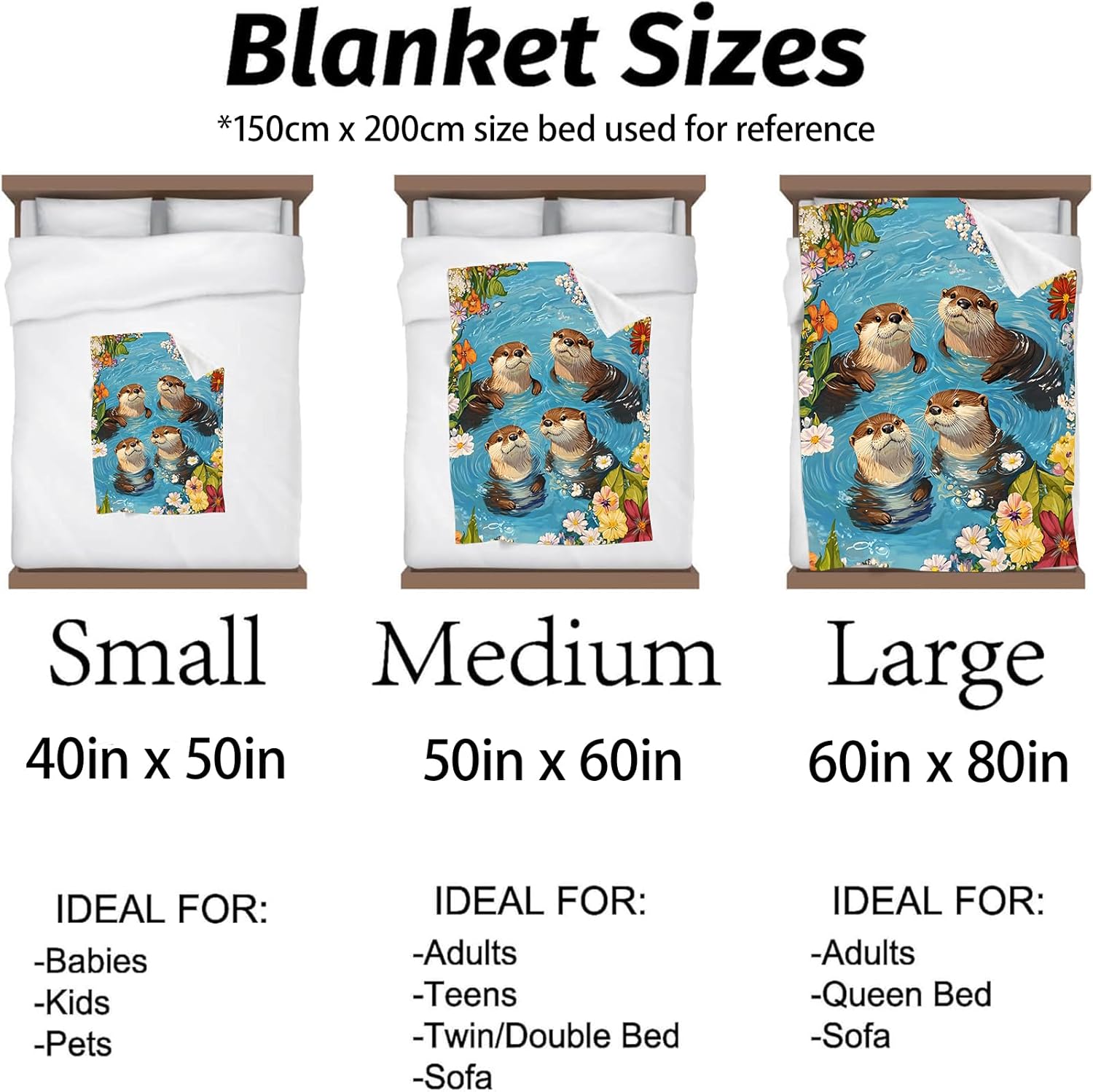 Adorable Otter Blanket - Soft & Cozy Warm Flannel Throw - Plush Lightweight Blankets for Travel, Sofa, Bedroom, Office - Gifts for Adults Women Kids - for All Seasons 80"×60"