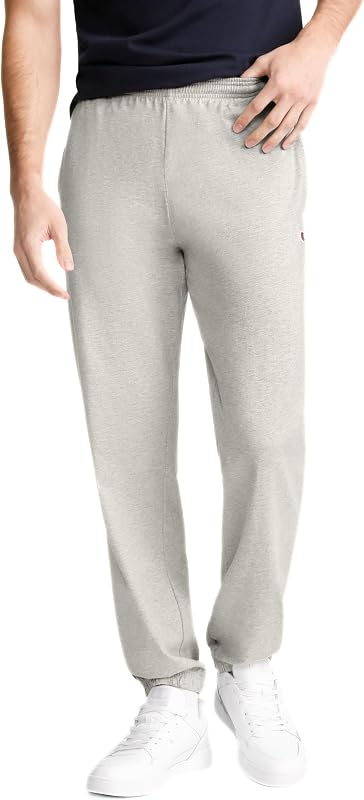 Champion Men's Cinched-Bottom Lounge Pants, Standard Fit, Lightweight 100% Cotton, Available in Regular and Big & Tall