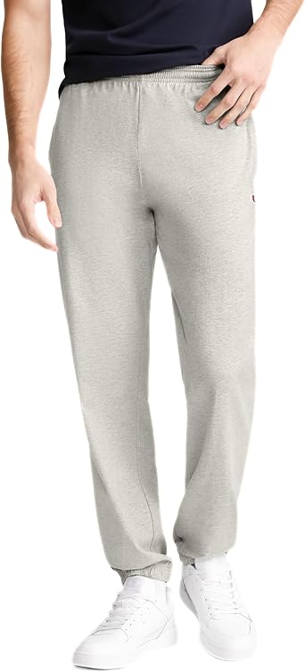 Champion Mens Cinched-Bottom Lounge Pants, Standard Fit, Lightweight 100% Cotton, Available in Regular and Big & Tall