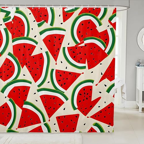 Miniatura 8 de Feelyou Cortinas de ducha de tela de cerezo rojo, cortina de ducha para niños y niñas, dibujos animados, frutas, alimentos, baño, accesorios