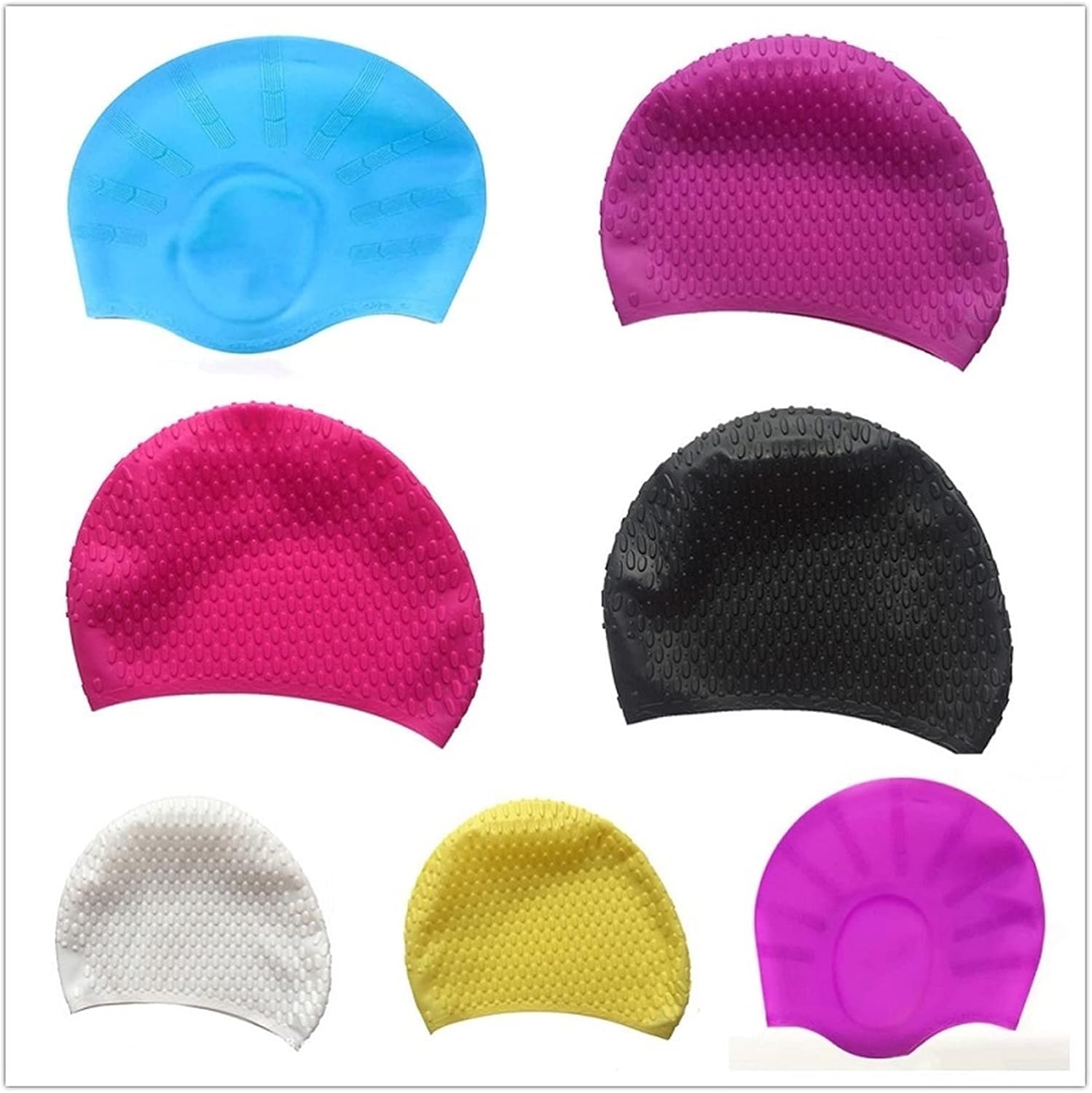 Swim Caps Free Size Professional Swimming Cap High Elastic Adults Swim Pool Hat Waterproof Silicone Ear Protection Stretch Bathing Hats(White)