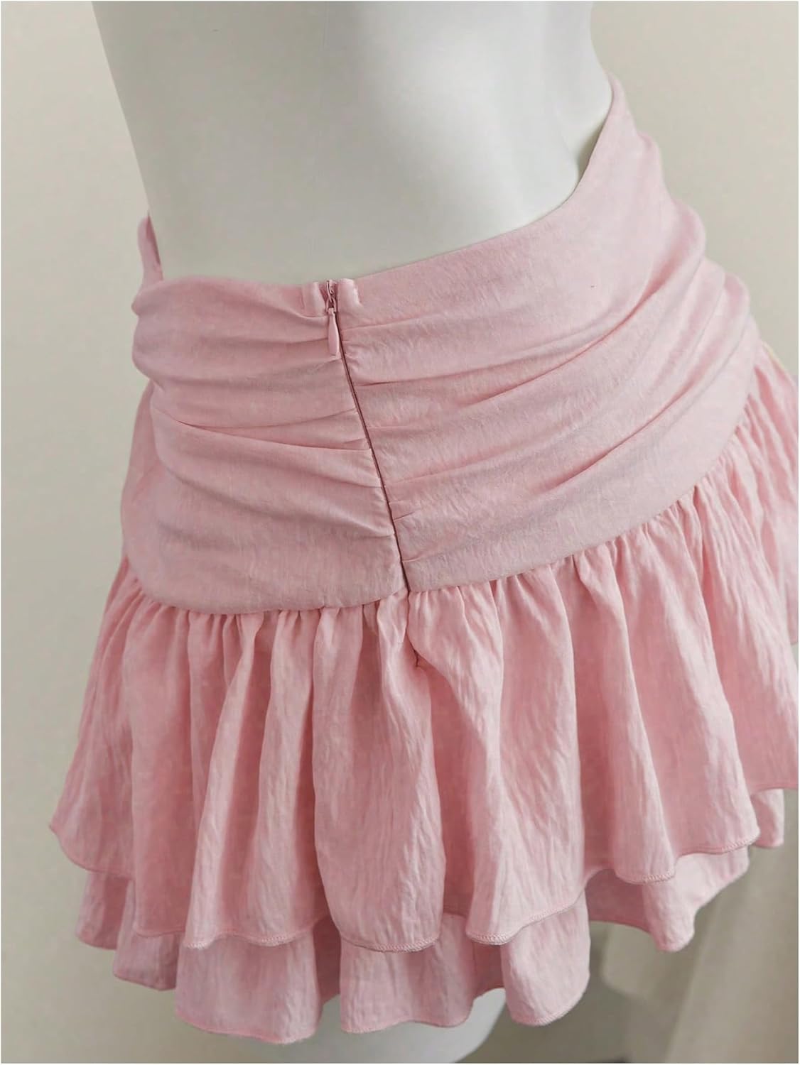 Women's Ruched Ruffle Layered Skirts Mid Rise A Line Mini Skirt Cute Skirts - Image 2