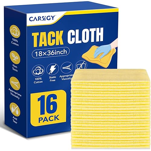 CAREGY 16Pcs Tack Cloth for Removing Dust from Woodworking, Sanding Particles, Clean & Polish, Ideal for Woodworking & Painting,Wax and Silicone Free, 18 x 36 Inches Dust Cloths