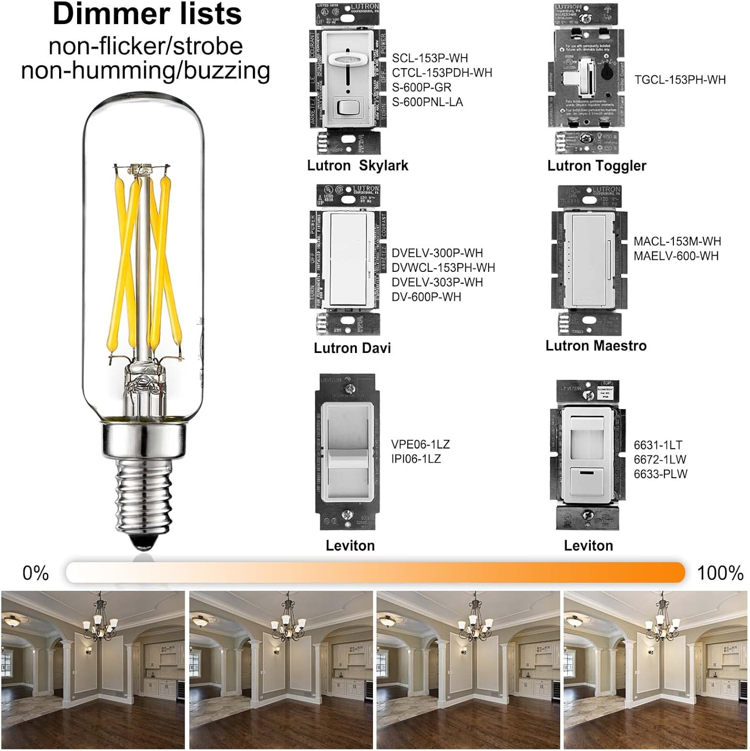 LiteHistory E12 led Bulb 6W Equivalent Candelabra Light Bulbs 60 watt Neutral White 4000K AC120V 600LM Dimmable T6 T25 for Chandeliers,Ceiling Fan and Wall sconces Pack of 6