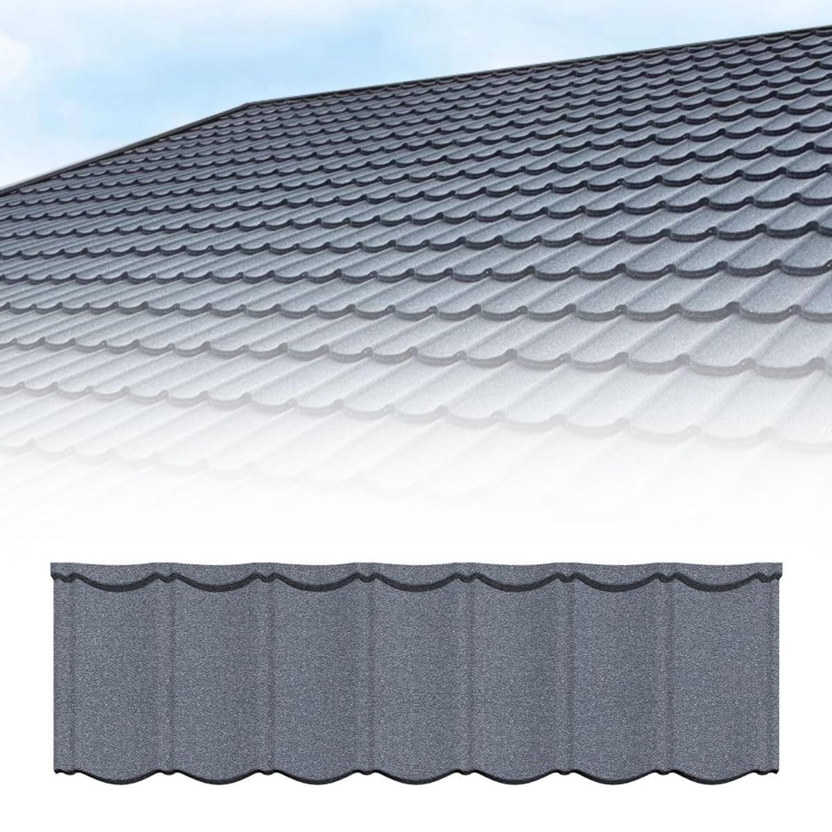 Metal Roofing Shingles for Home, Galvanized Steel Roof Tiles, 52.7" X 16.5" Corrugated Roofing Panels, for Outdoor Storage Shed, Garage, Barn, Patio(D)