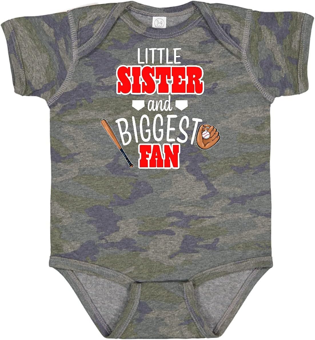 inktastic Little Sister and Biggest Fan Baseball Glove and Bat Baby Bodysuit
