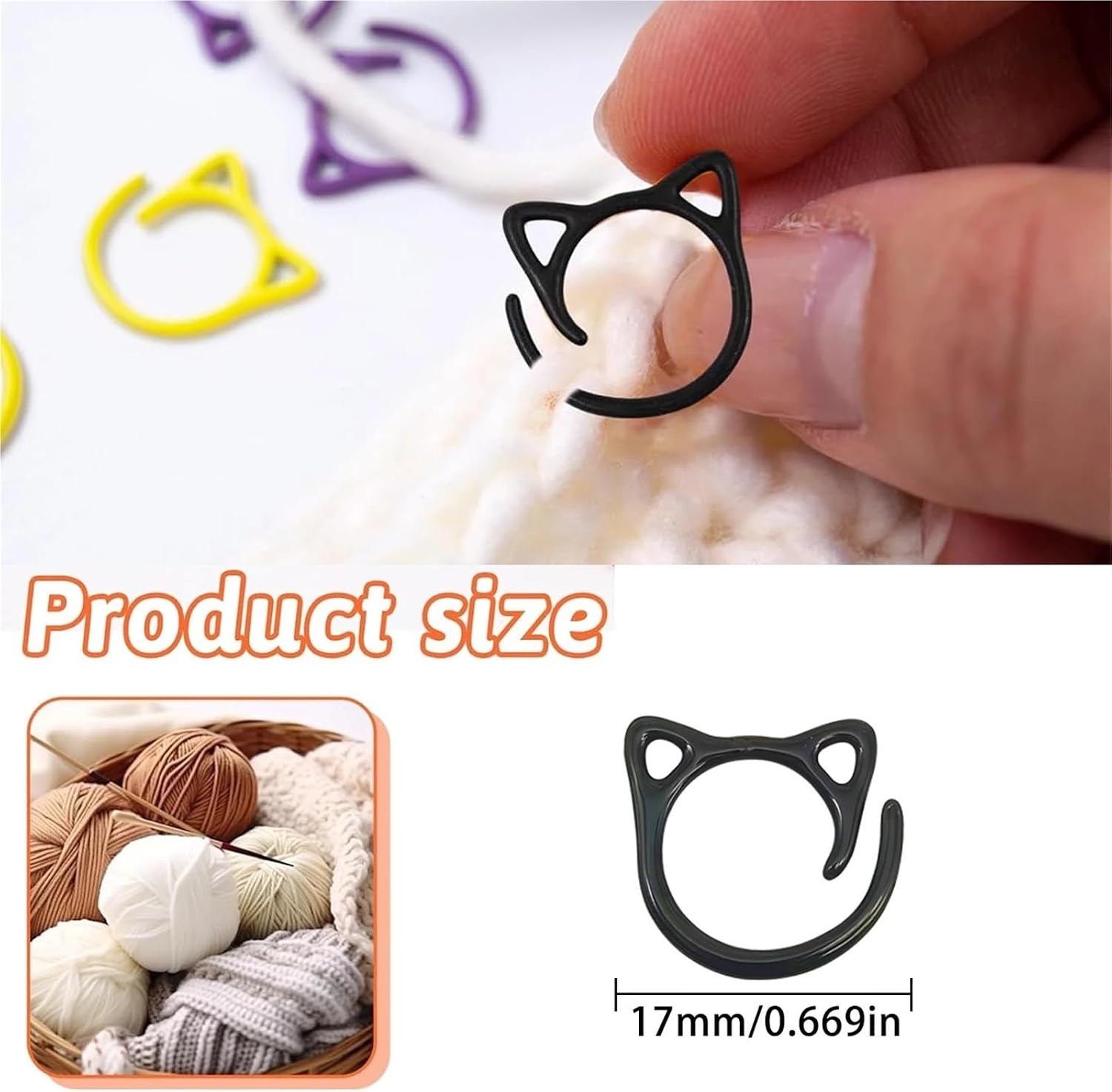 Crochet Markers 100PCS Black&White Cats Shaped Metal Knitting Crochet Markers Ring DIY Sewing for Craft