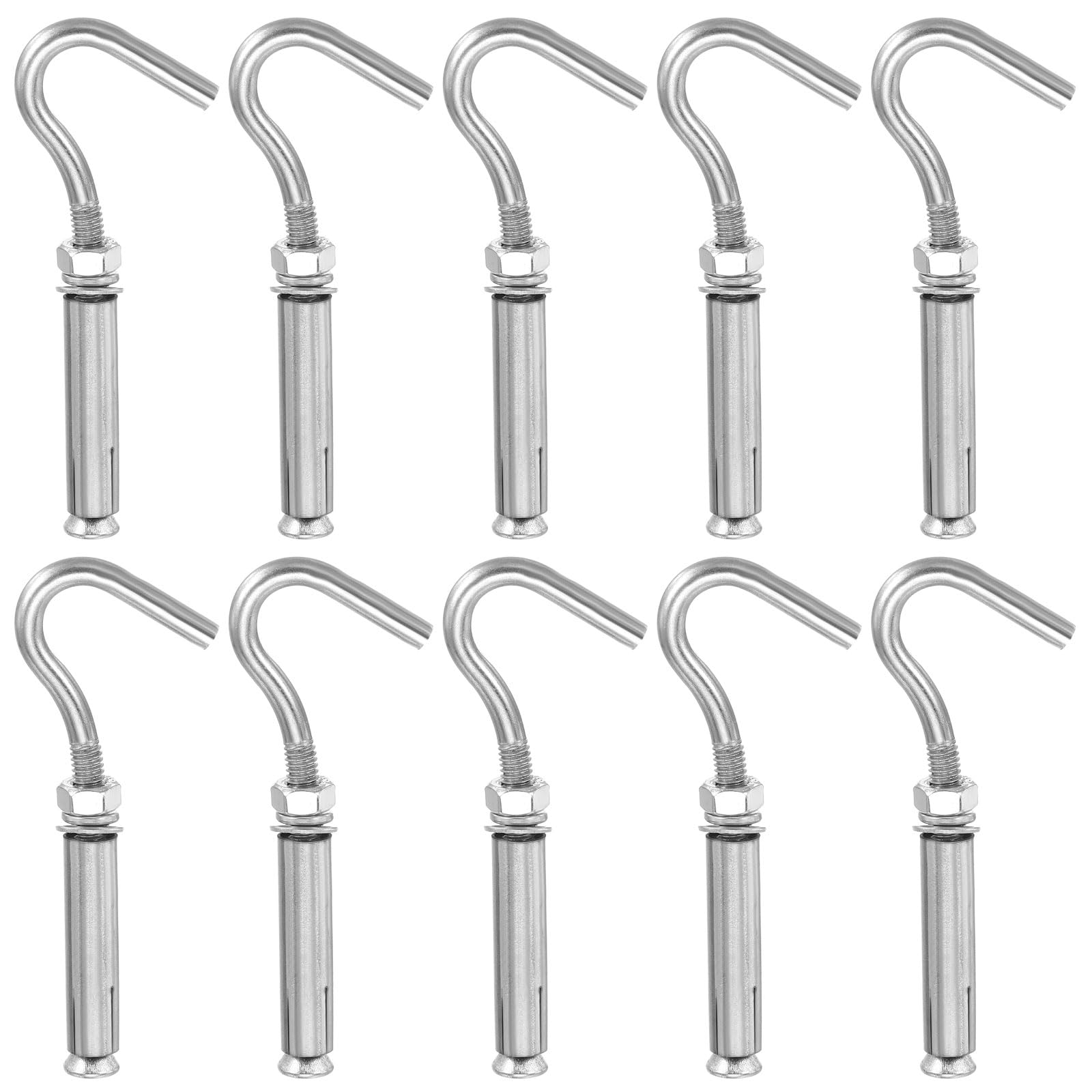 MECCANIXITY Concrete Wall Hook Expansion Hook Open Cup Screw M6x90mm 304 Stainless Steel for Indoor Outdoor Ceiling Concrete Walls Masonry, Pack of 10