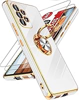 Vista 87 de LeYi para Funda de Teléfono Samsung Galaxy A13-5G: Protector de Pantalla de Vidrio Templado, Soporte Magnético Giratório de Anillo 360°, Borde Negro