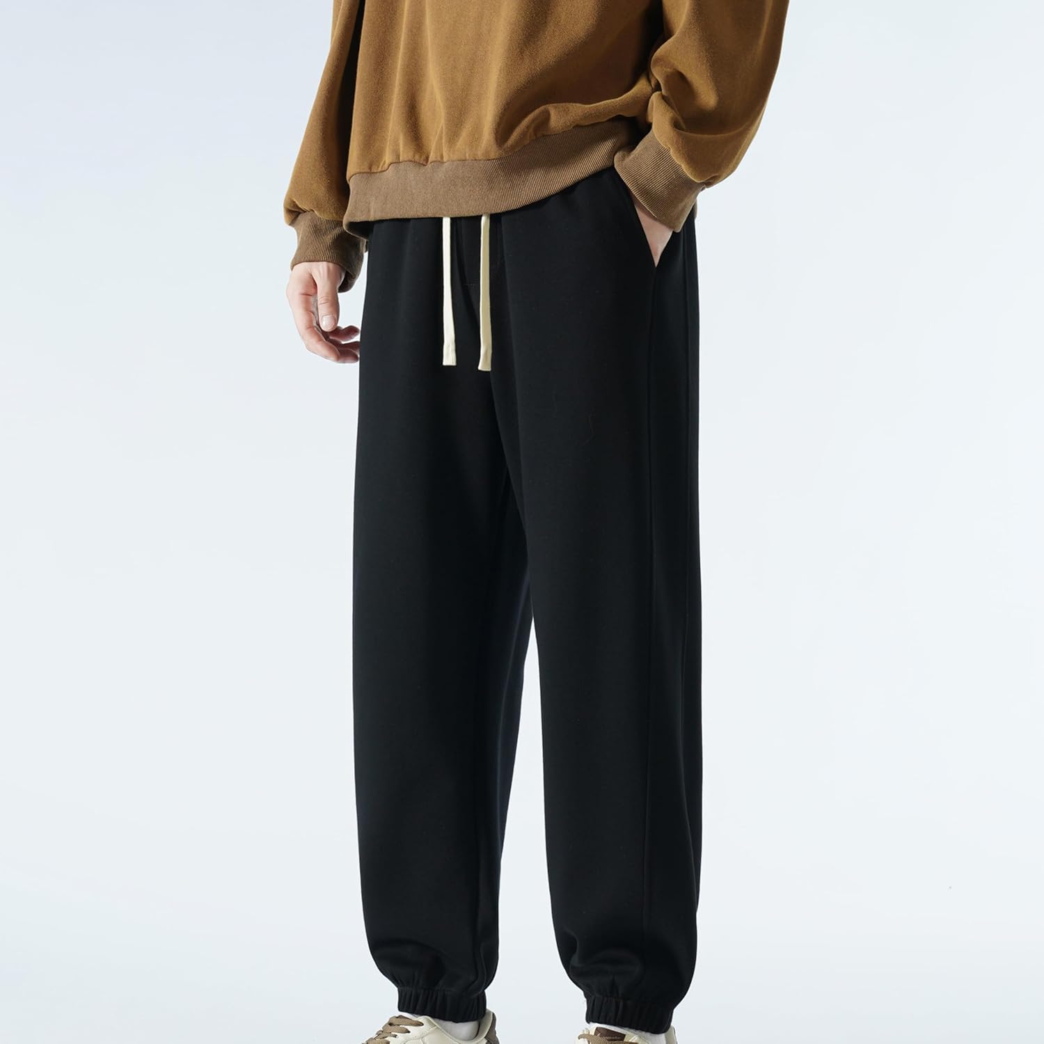 Men's Lightweight Cotton Sweatpants with Pockets Drawstring Joggers Workout Pants for Lounge,Gym,Running - Image 2