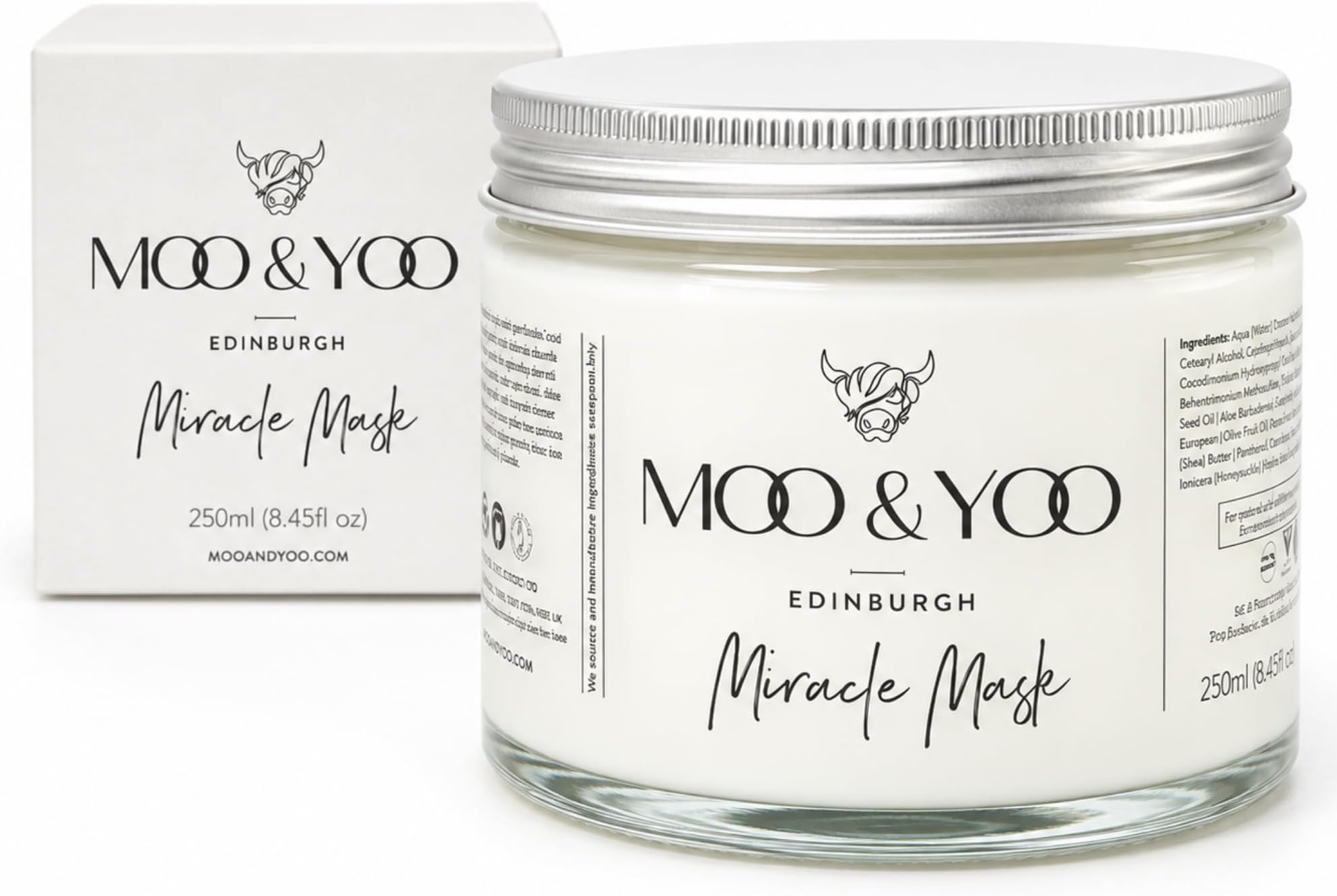 Miracle Hair Mask | Professional Salon Deep Conditioning Treatment for Dry & Damaged Hair | Deep Hydration & Repair | Marula Oil, Icelandic Moss & Wheat Protein | Vegan | 250ml Glass Jar