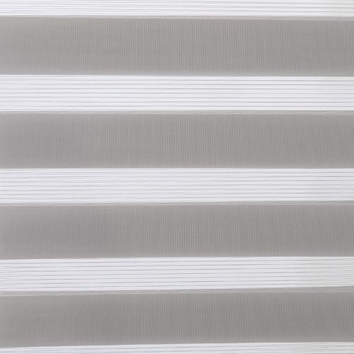 Miniatura 4 de TJ GLOBAL Persianas enrollables sin cordones con diseño de cebra, de doble capa, para privacidad y control de la luz, color gris (44 x 72 pulgadas)