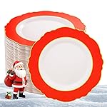 WDF 60pcs Red Christmas Plastic Plates Disposable - 7.5inch Heavy Duty Red Dessert/Salad/Cake Plates for Christmas