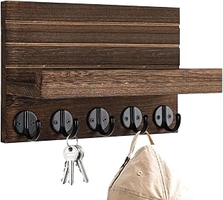 Entryway Key Holder Wall-Mounted Wooden Rustic Shelf Storage Organizer