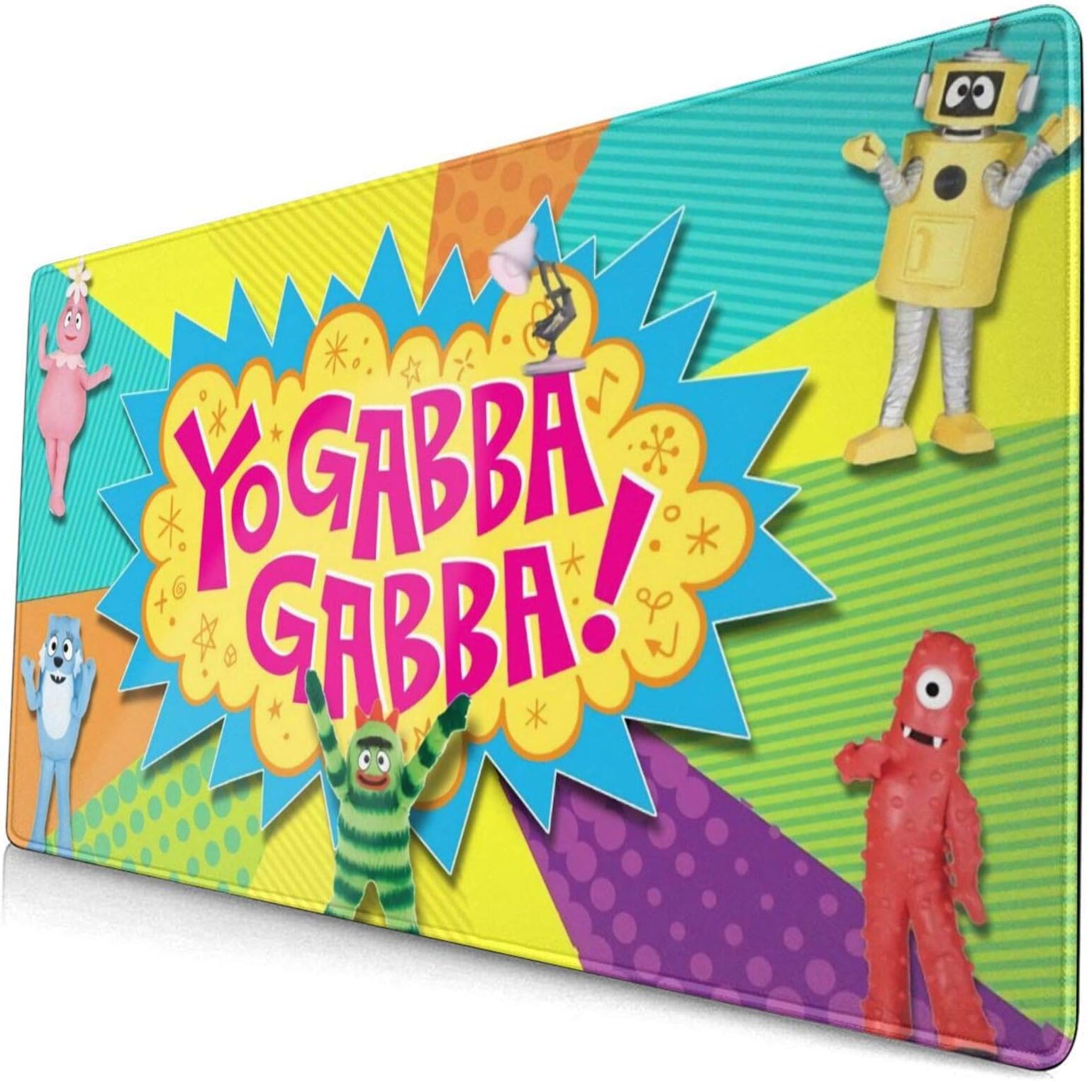 Extended Large Gaming Yo Gabba Gabba! Mouse Pad Non-Slip Desk Pad Keyboard Mat with Stitched Edges for Work & Gaming 15.8x29.5 in