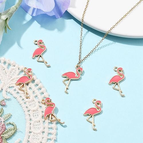 Miniatura 4 de DanLingJewelry 100 dijes de flamenco de color chapado en oro para hacer joyas, bricolaje y búsqueda de manualidades