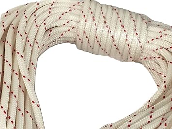 Yacht Braid Premium Polyester Rope 3/8 inch, White/Red