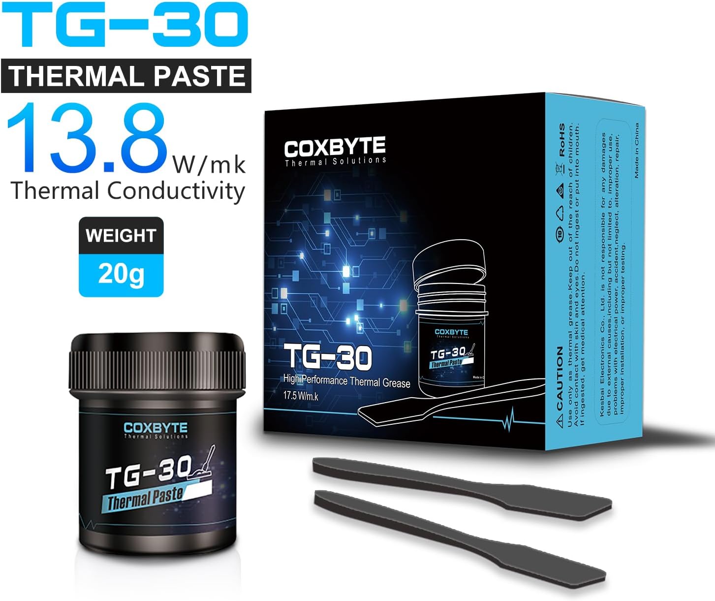 TG-30 Thermal Paste, 17.5W/m-K High Thermal Conductivity, Non-Conductive Thermal Grease for CPU/GPU/Laptop/Server, 5+ Year Longevity，Big Size，20g