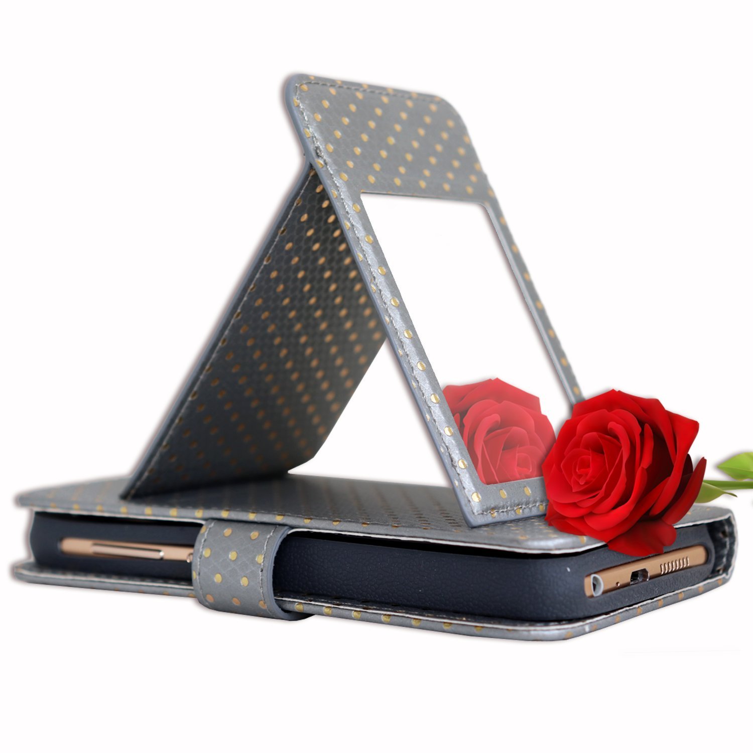 Sconosciuto PH26® - Custodia a Portafoglio per LG L80, a Pois Dorati