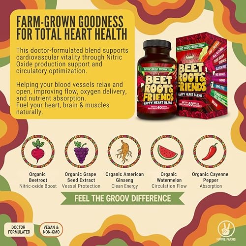 Vista 2 de Cápsulas de raíz de remolacha, circulación, energía saludable para el corazón, con extracto de semilla de uva y ginseng, 60 unidades veganas