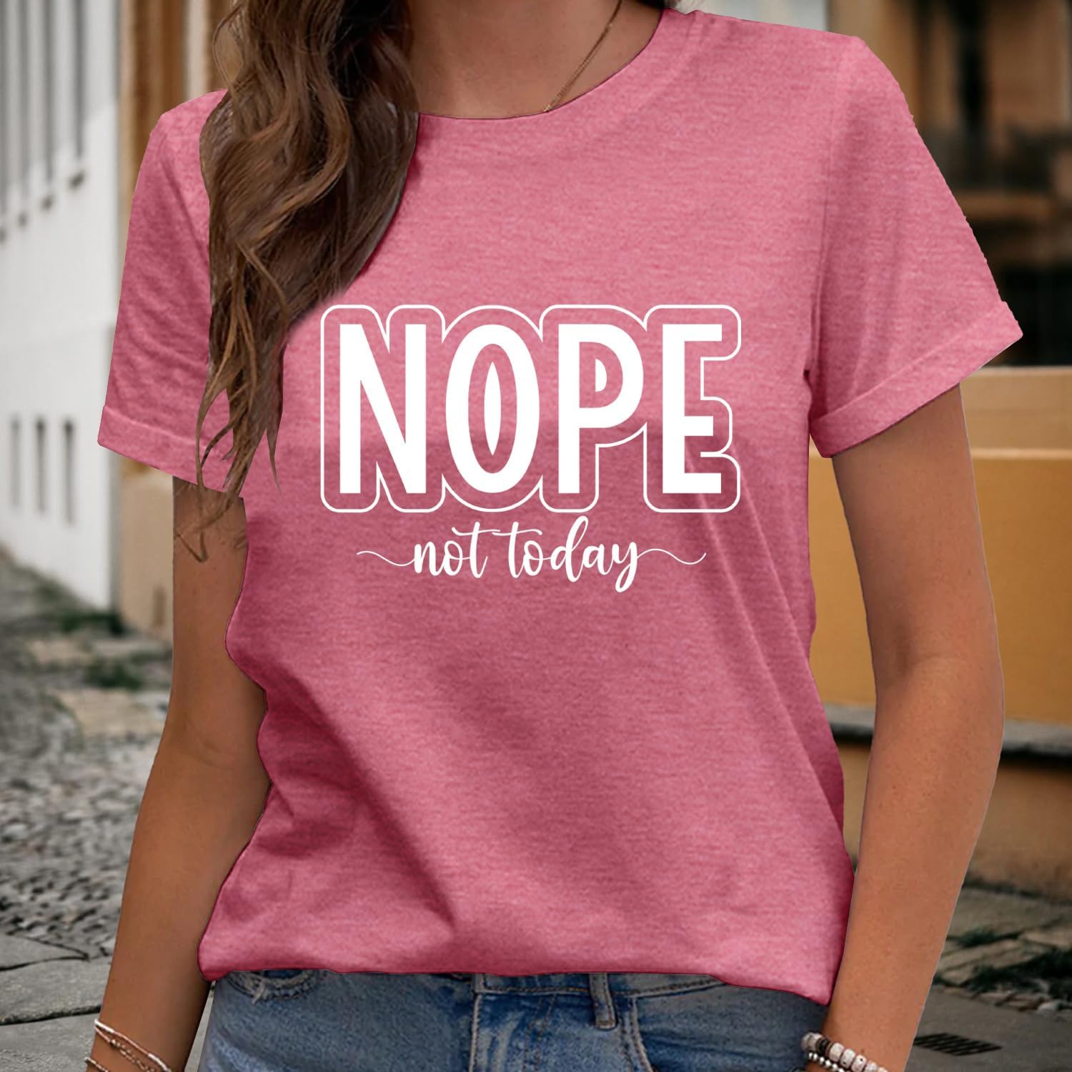 MAIHUN Women Nope Not Today Shirt Funny Saying Short Sleeve Summer Blouse Tee Top - Image 4