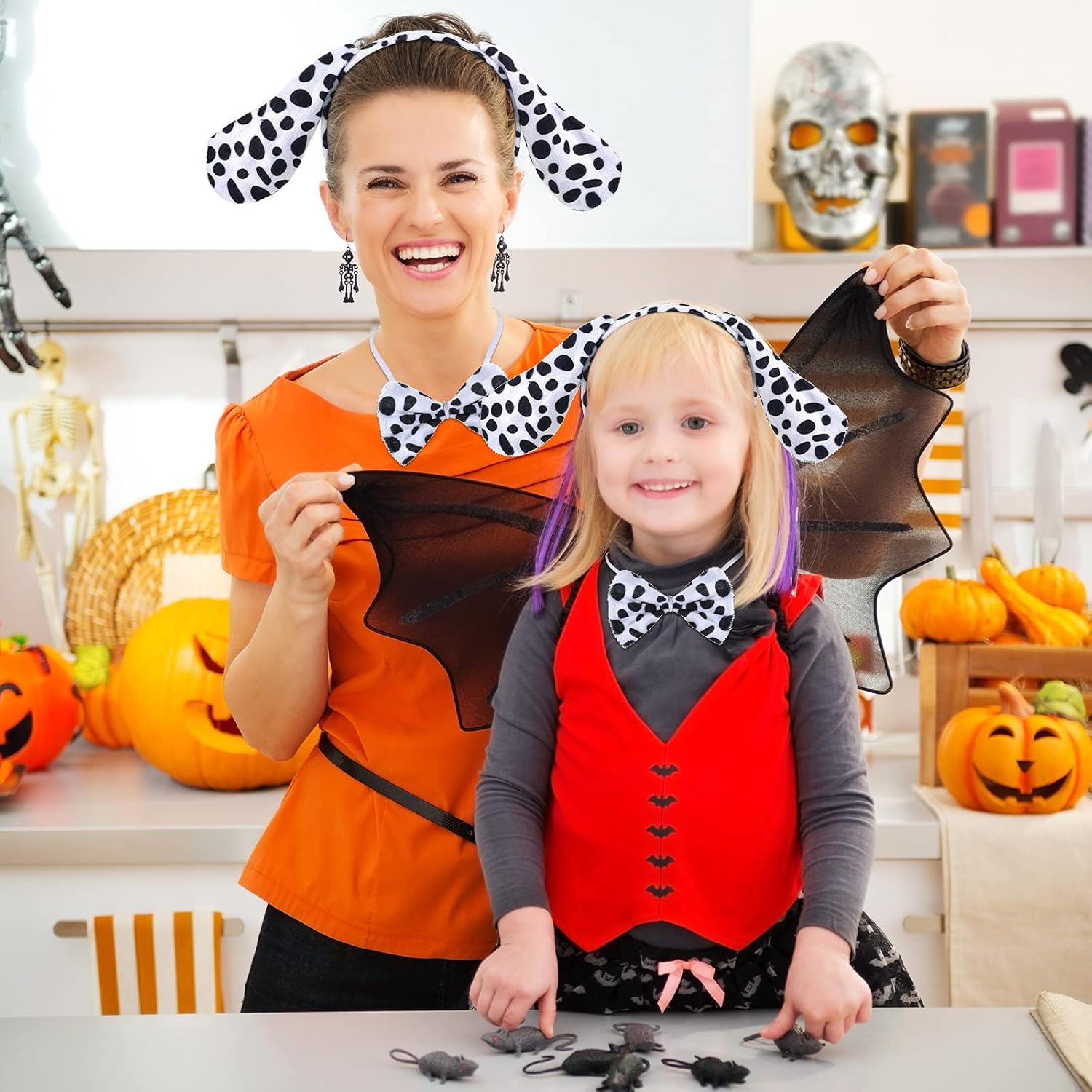 SATINIOR 2 Sets Puppy Dog Costume Animal Dalmatian Dog Costume Set Ear Headband Dalmatian Tutu Dress for Kids Girls Cosplay Party Costume Accessories - Image 6