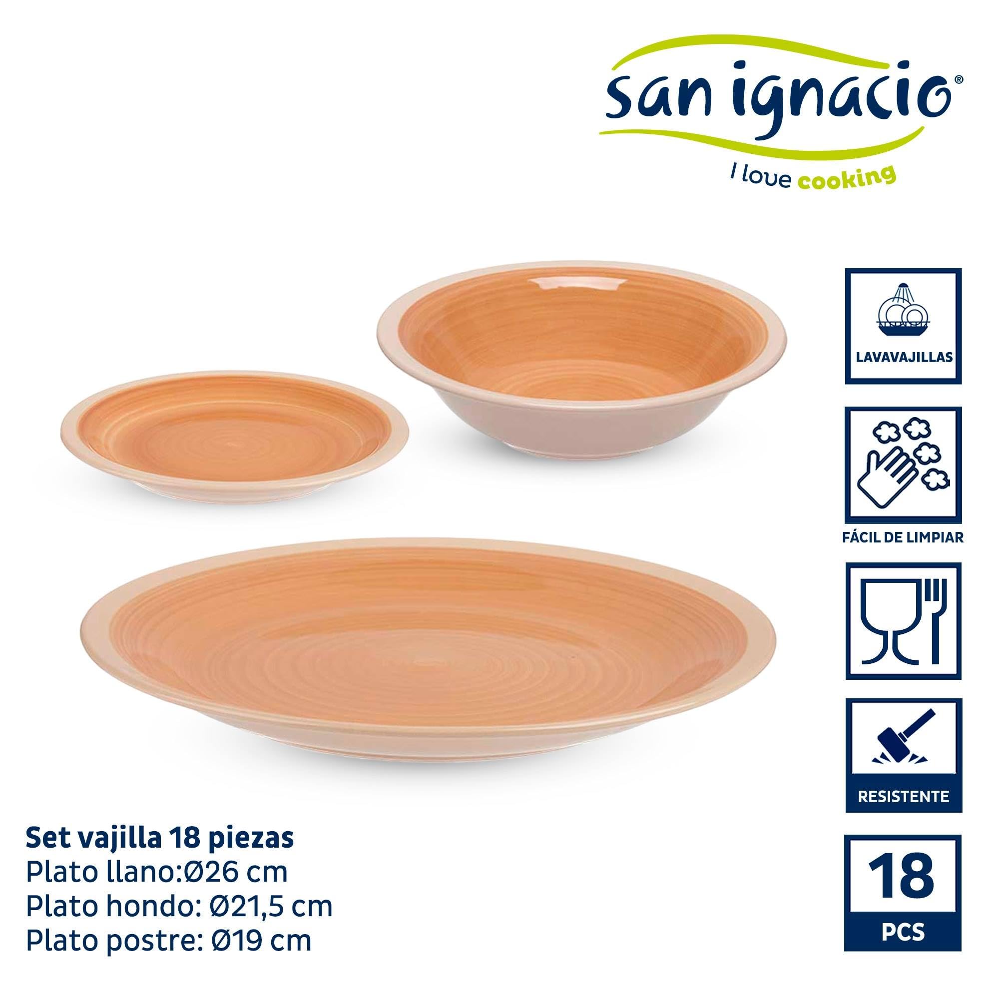 San Ignacio Set 18 pzs vajilla gres beige borde colección VESSIA