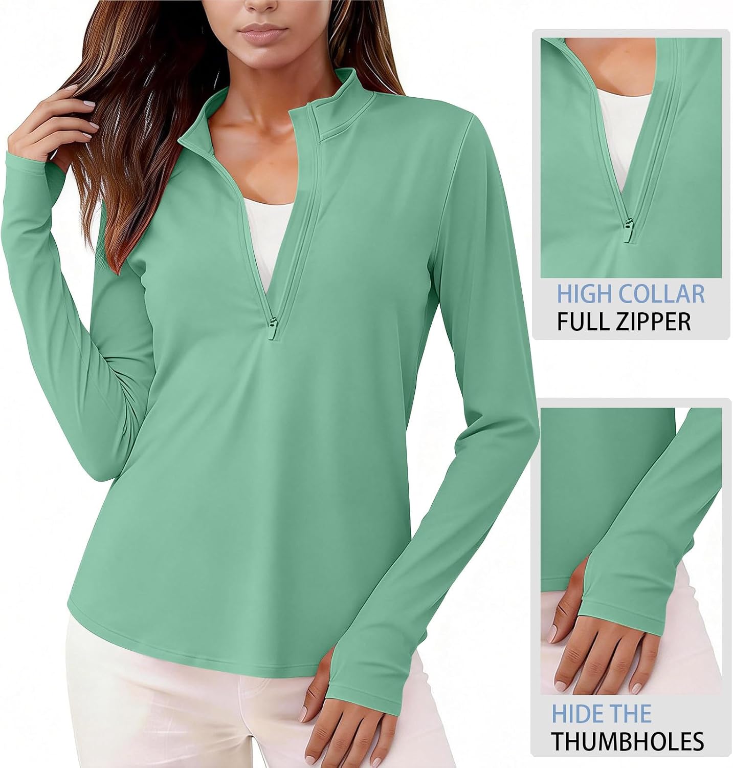 Women's Shirt Long Sleeve Quick Dry Workout | Womens Sun Shirts Quick Dry Lightweight Long Sleeve Workout Tops Half Zip Running Hiking Yoga Outdoor