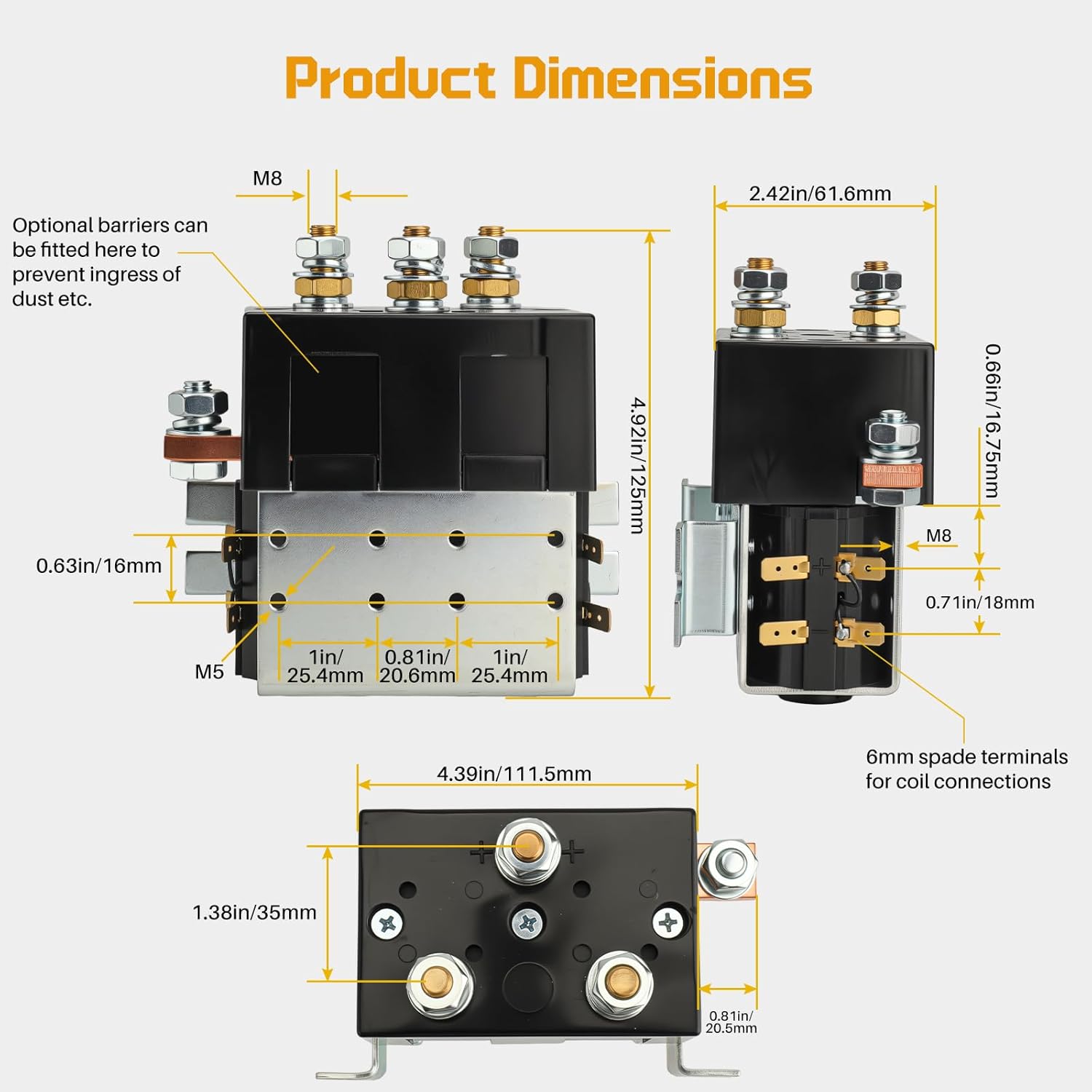 DC182 36V Reversing Contactor with Built-in Fuse, 200A for Electric Forklifts Golf Cart Industrial Machinery