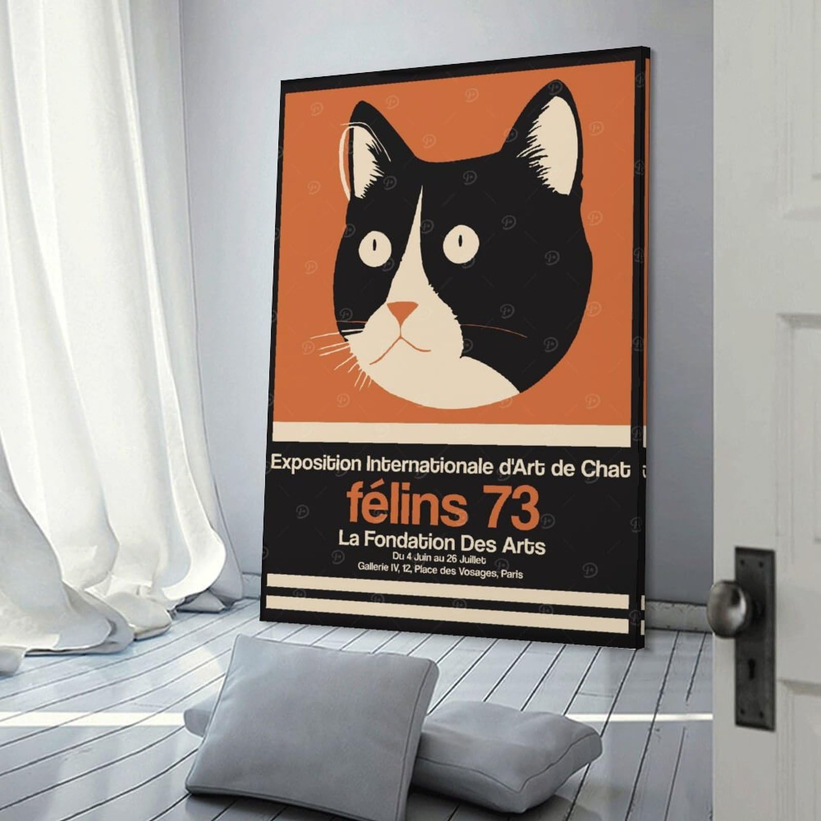 Junmoney Felins 73 Cat Exhibition Canvas Wall Art 20x30inch(50x75cm), for Home Lounge, Bedroom Or Reading Nook, Eye Catching Artwork for Blank Walls
