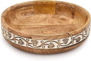 Salad Bowl Mango Wood Multipurpose Decorative Big Mixing & Serving Bowl for Tossed Salads, Fruit, Popcorn, Chips (10" x 10" x 2.5")
