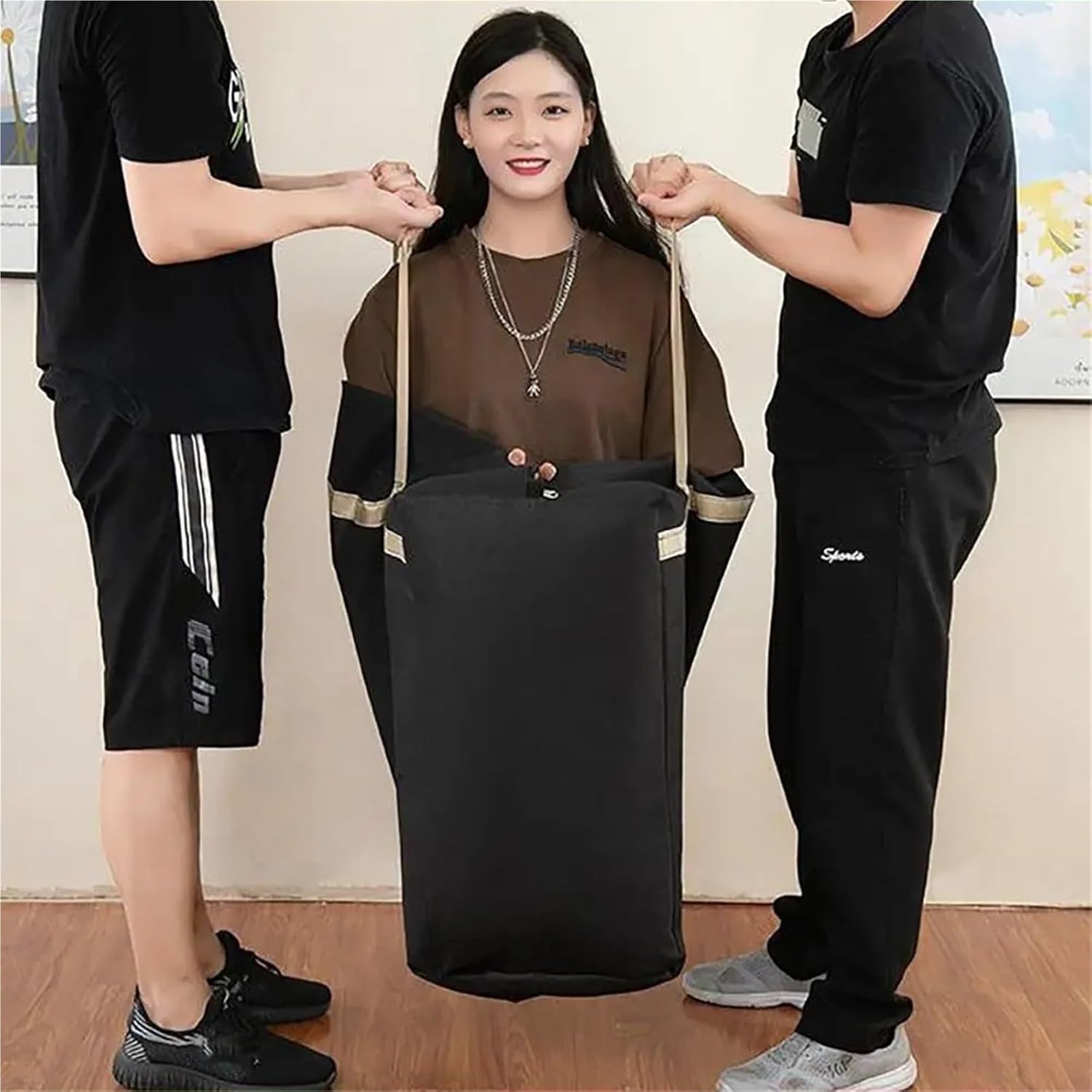 Heavy Duty Moving Bags Oxford Cloth Clothes Storage Bags Large Capacity Bidirectional Zipper Closet Organizer Moving Luggage Pack(BLACK,180L)