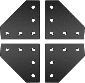 4pcs 3030 Series Aluminum Extrusion Connector Plate Set,Black L Shape 3030 Aluminum Profile Corner Bracket Joint Plate with 20pcs T Nuts and Screws,for T Slot Aluminum Extrusion Profile
