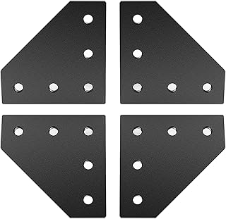 QIJINTRID 4pcs 5-Holes 3030 T Slot Aluminum Extrusion Connector Plates Set,Black L Shape Aluminum Profile Connector Outside Joining Plate,with Screws and Wrench for 30s Aluminum Profile Slot 8mm