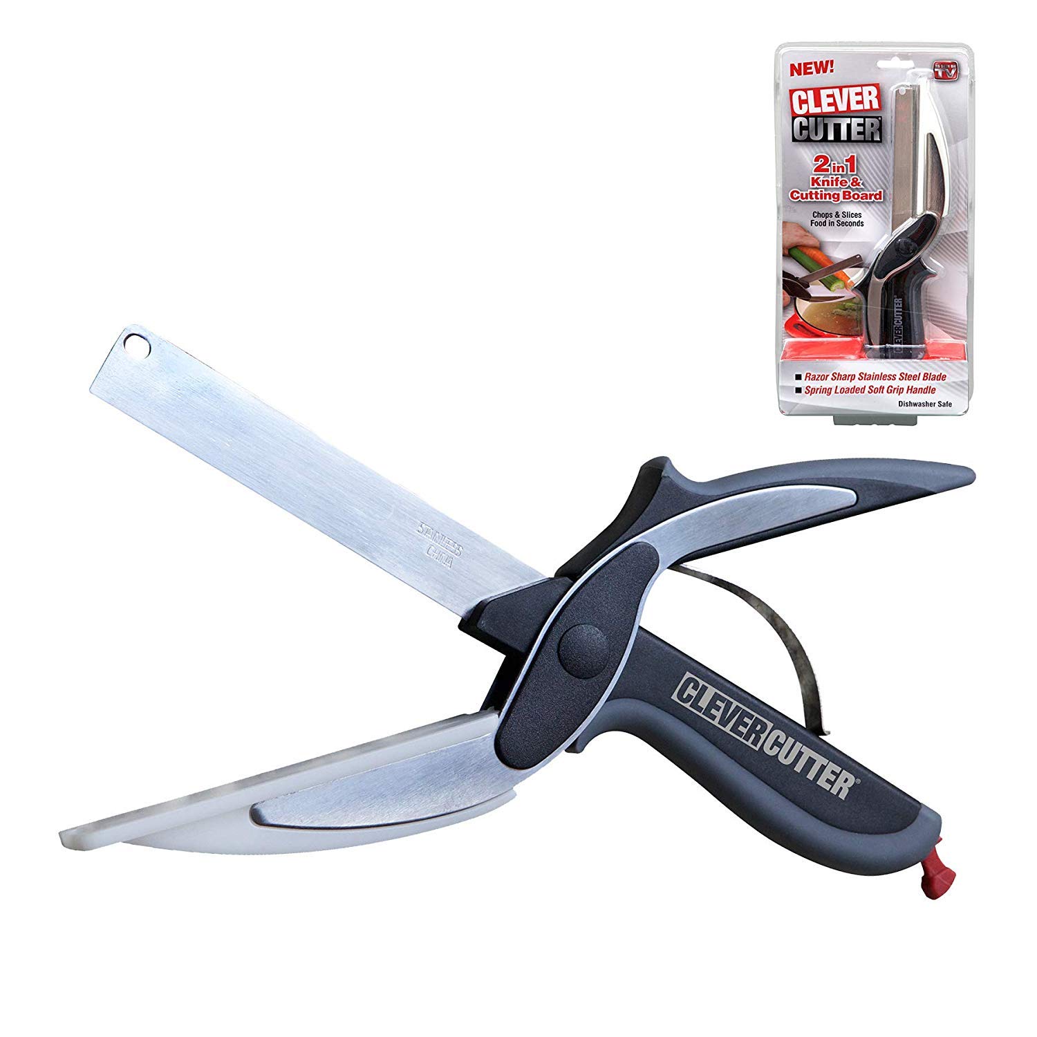 Clever Cutter 2-in-1 Knife & Cutting Board- Quickly Chops Your Favorite Fruits, Vegetables, Meats, Cheeses & More in Second, Replace your Kitchen Knives and Cutting Boards