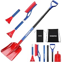 WORKPRO 3-Piece Snow Removal Kit, 47" Detachable Snow Shovel, 27" 2-in-1 Ice Scraper &amp; Snow Brush Tool, Separate Snow Scraper for Car, Truck, Driveway, and Winter Conditions, Storage Bag Included