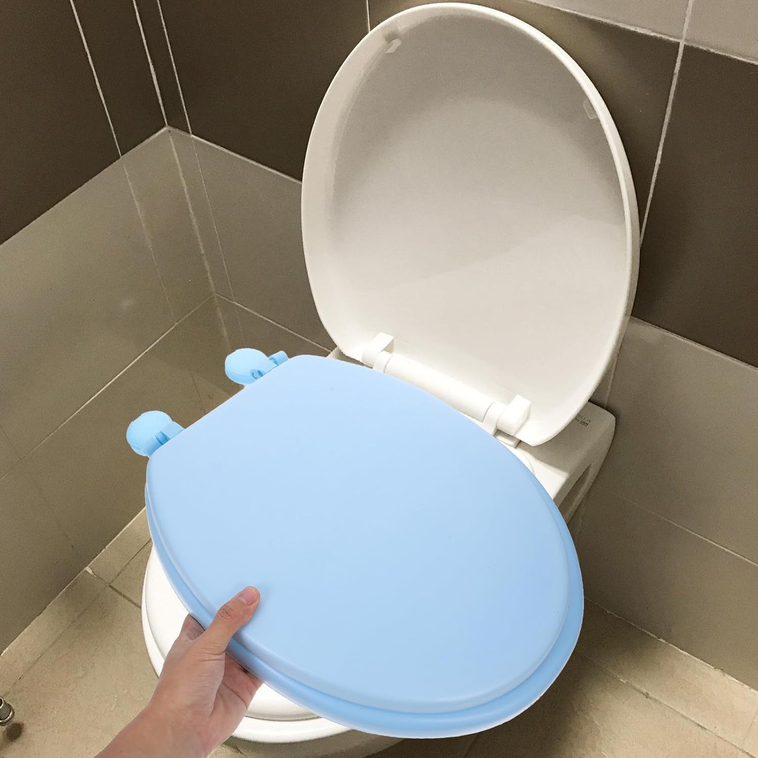 ORFOFE Foam Toilet Seat Cover Soft Padded Toilet Seat Comfortable Home Use Light Blue Oval/u-shape