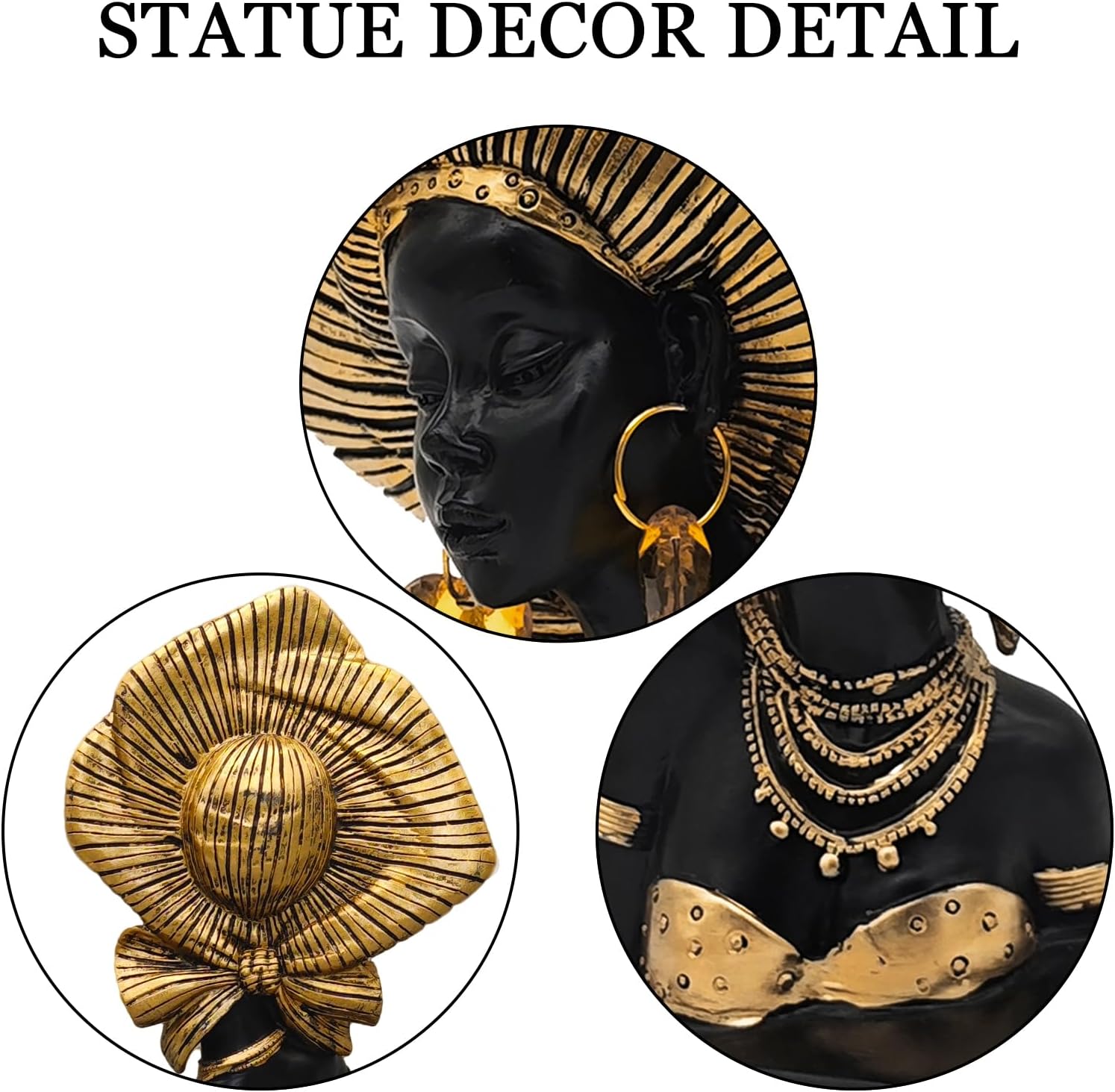 African American Figurines and Statue - African Statue for Home Decor Accent - Tribal Woman Sculpture Decor for Living Room - Vintage Bust Coffee Table Centerpiece - Image 3