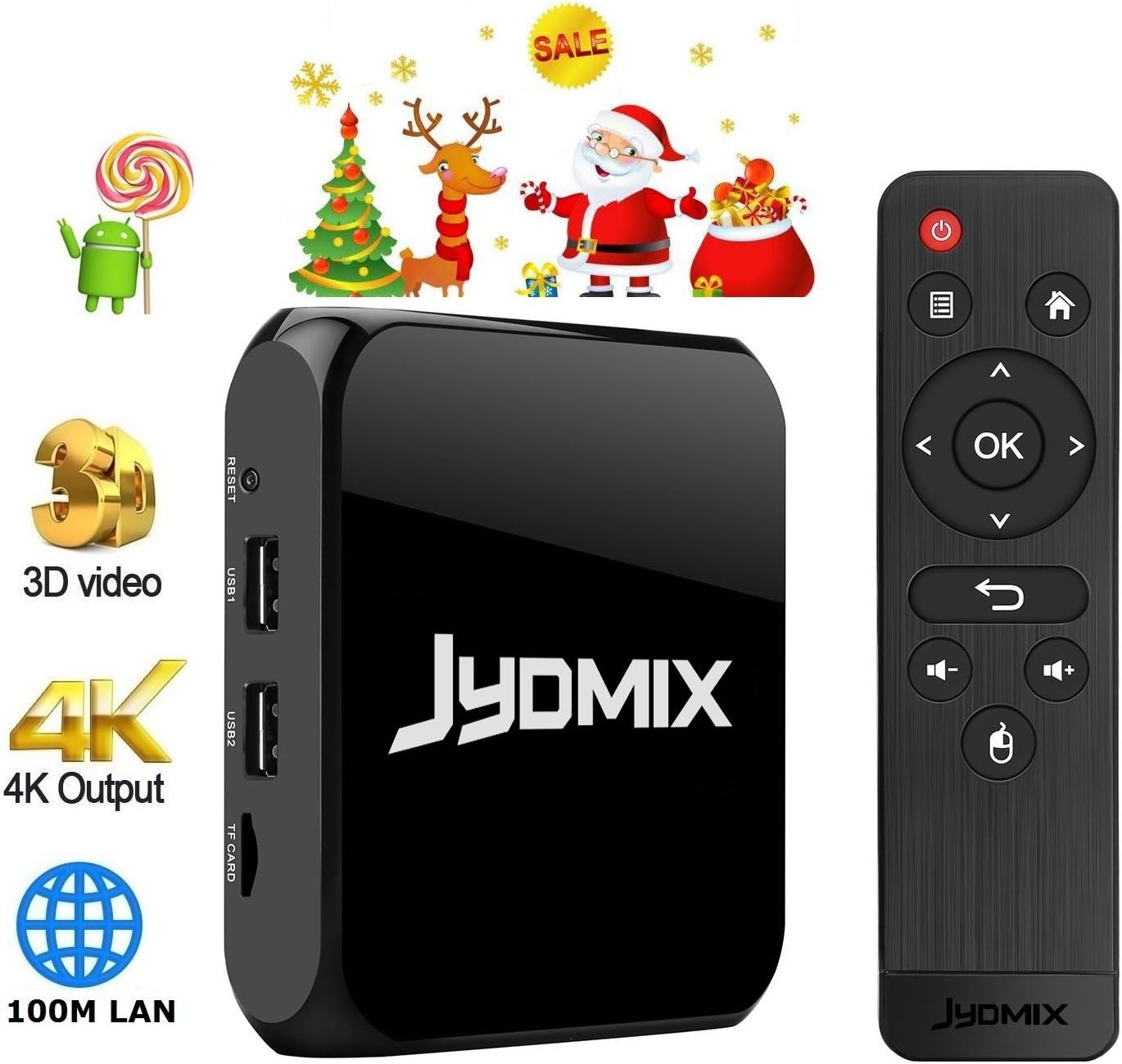 Android 6.0 Smart TV Box 1GB RAM 8GB ROM Supporting 4K 3D Ultra HD/H.265/2.4G WiFi/Video Picture Music Player/Google TV Box/Make Your TV Android