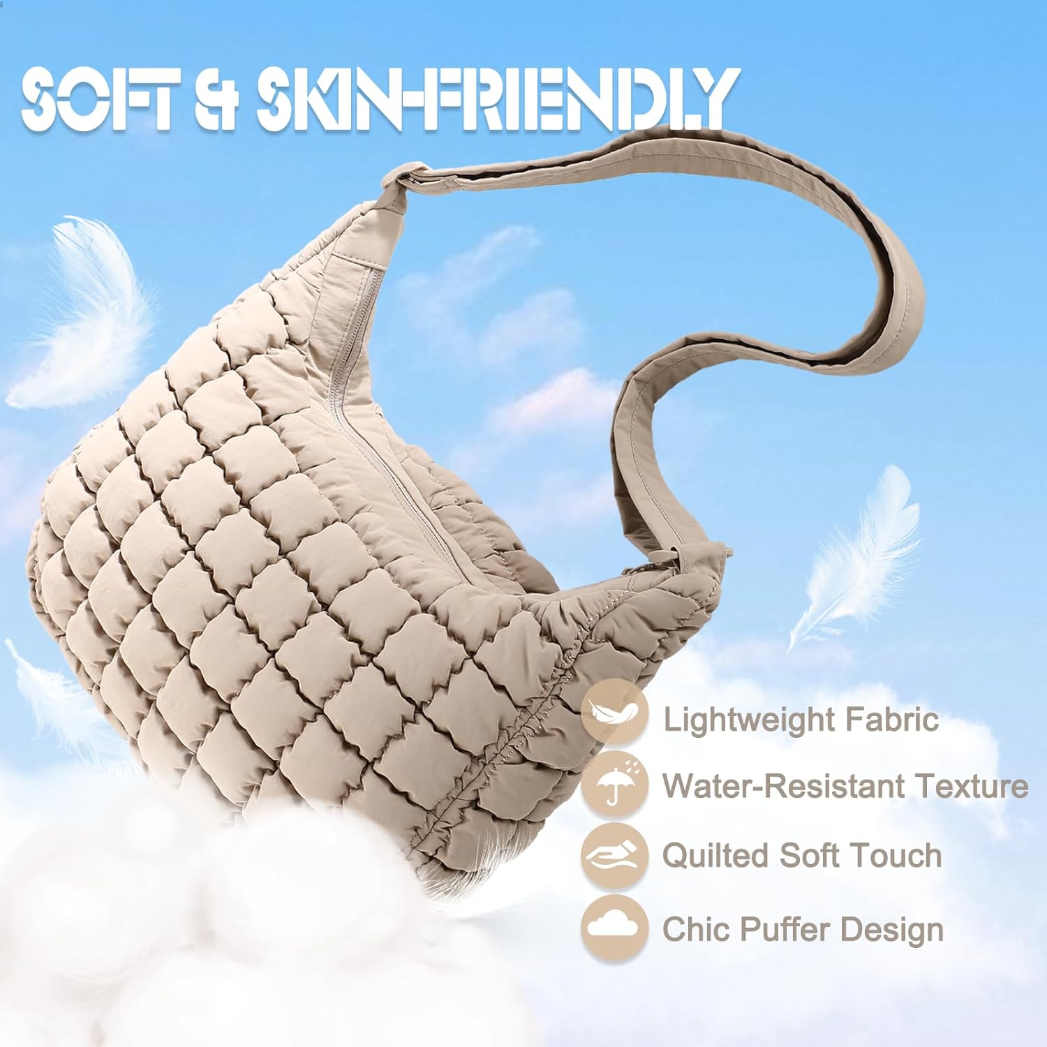 Puffer Purses for Women, Quilted Purses for Women with Adjustable Strap and Multiple Pockets for Travel, Work