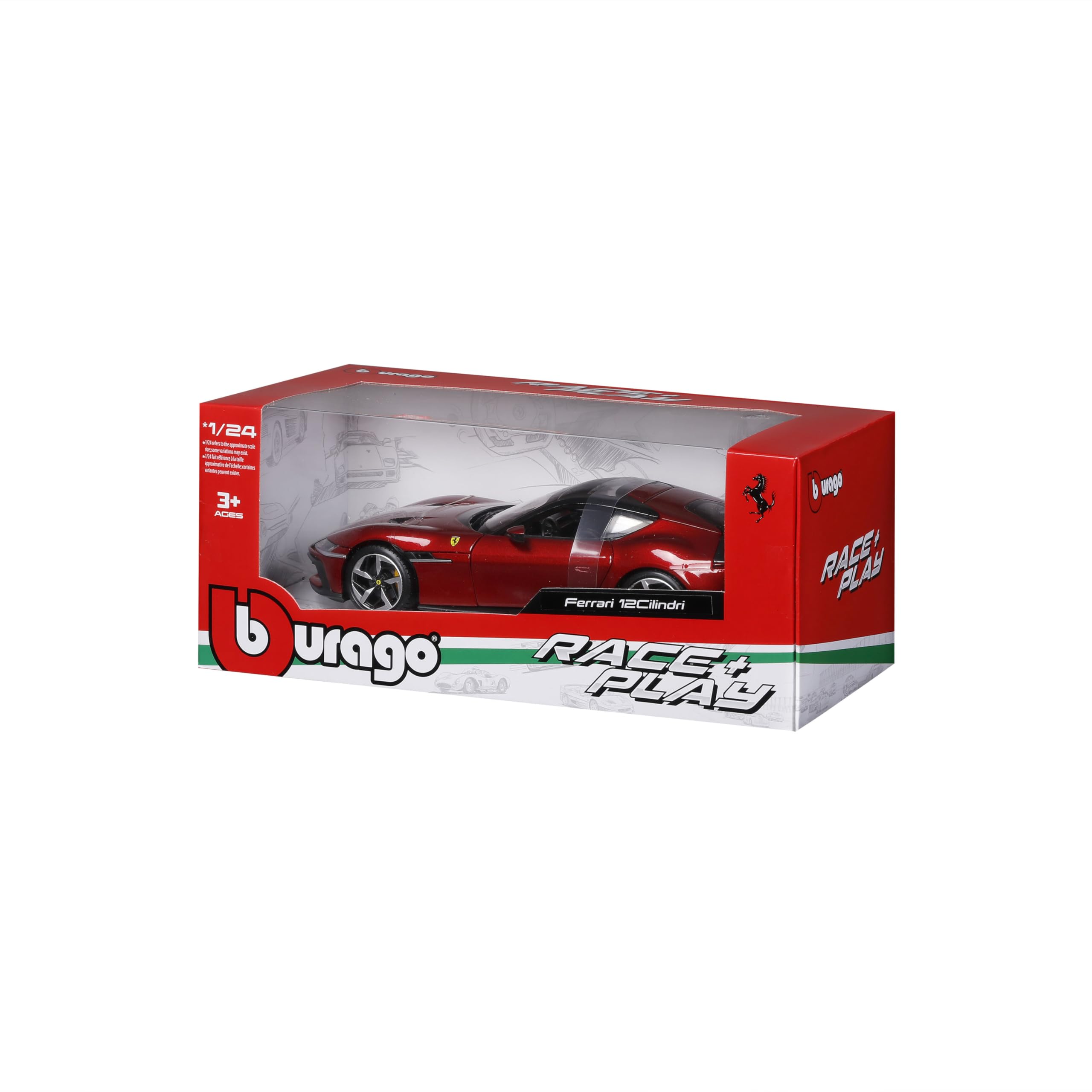 Bburago - Ferrari 12 Cilindri R&P, Samochód Diecast Skala 1:25, Szczegółowa Replika z Otwieraną Maską i Drzwiami, Licencja Ferrari, Wiek 3+