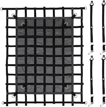 Cargo Net for Pickup Truck Bed - 4.8 x 6 Heavy Duty Truck Bed Net, 1,500 lbs Load Capacity, Tight Mesh Safety Net with Cam Buckles & S-Hooks & Tie Down Straps for Ford Chevy GMC RAM Toyota
